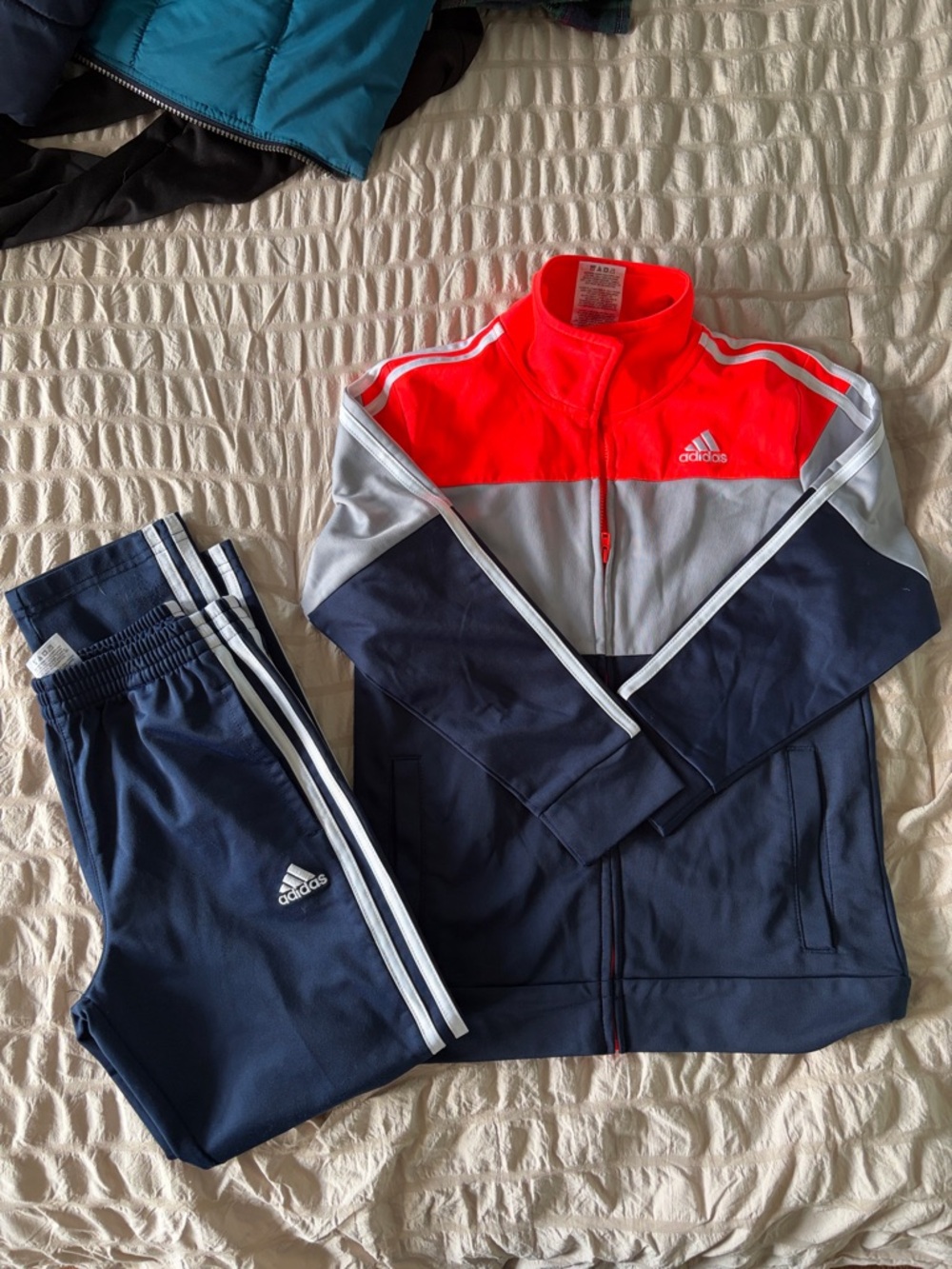 adidas Kids Red, Navy & Gray Colorblock Track Jacket and Pants